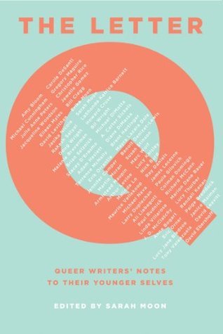 The book cover is a big orange Q on a pale blue background with the names of all of the authors in the anthology in white across the Q.